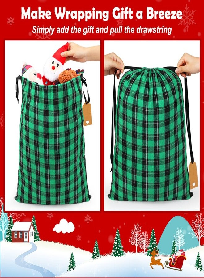 HRX Package Big Fabric Christmas Gift Bags 20x15 15x12inch, 6pcs Cotton Gift Wrapping Sacks Cloth Pouches for Xmas Presents Party Favor - Image 4